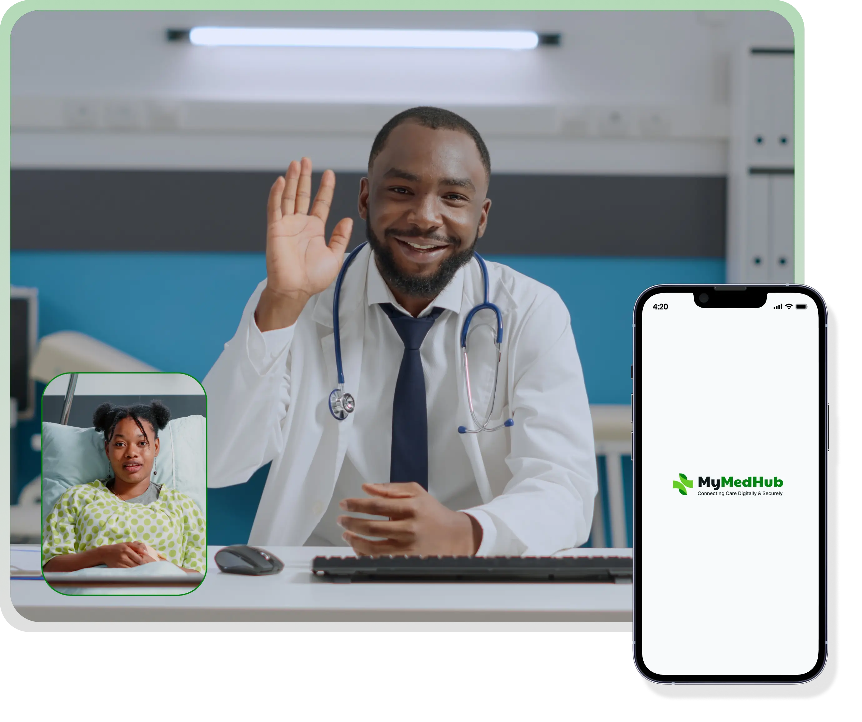 Smiling doctor waving
